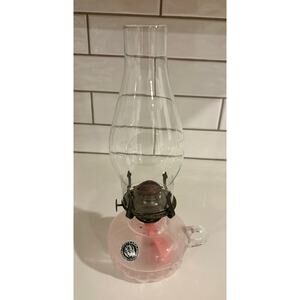 Vintage Lamplight Farms Pink Glass Oil Lamp